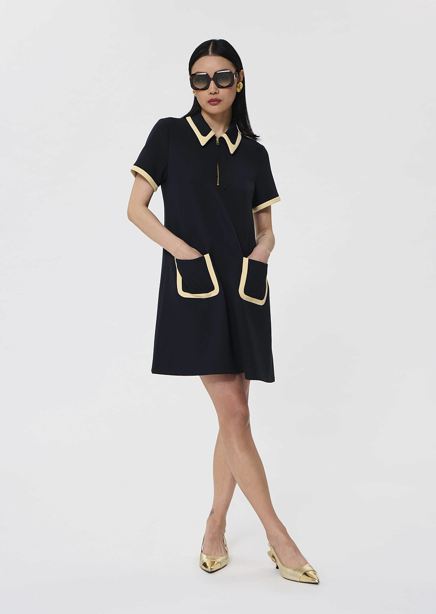 Темно-синее платье Rubina из двойной ткани