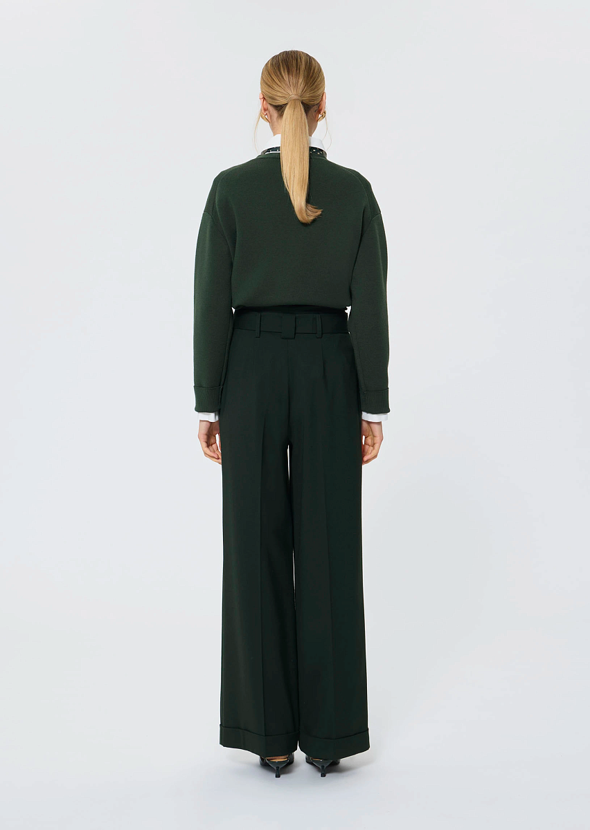 Pia темно-зеленые брюки из смесовой шерсти