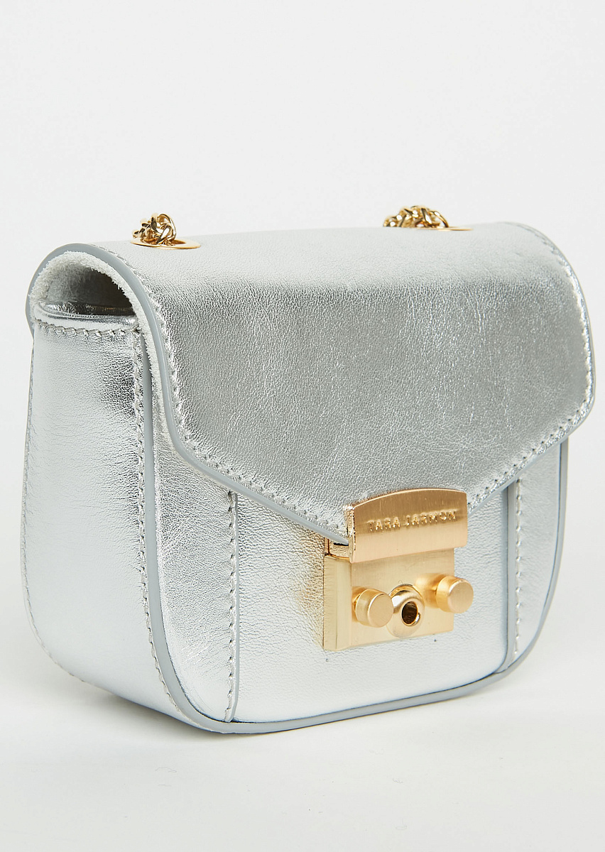 Сумка micro Sarah из кожи в серебристом цвете Сумка micro Sarah из кожи в серебристом цвете