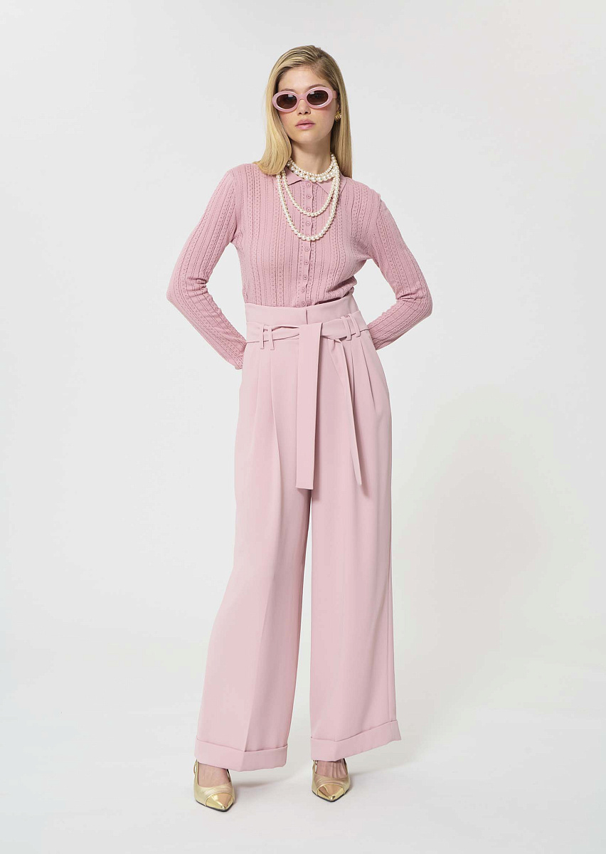 Pia брюки из струящегося крепа бледно-розового цвета Pia брюки из струящегося крепа бледно-розового цвета