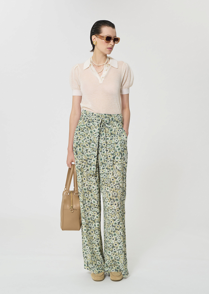 Pia зеленые брюки с цветочным принтом