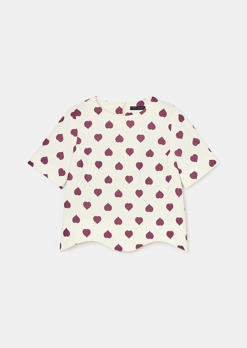 Топ Tiaga цвета экрю с принтом в виде сердец