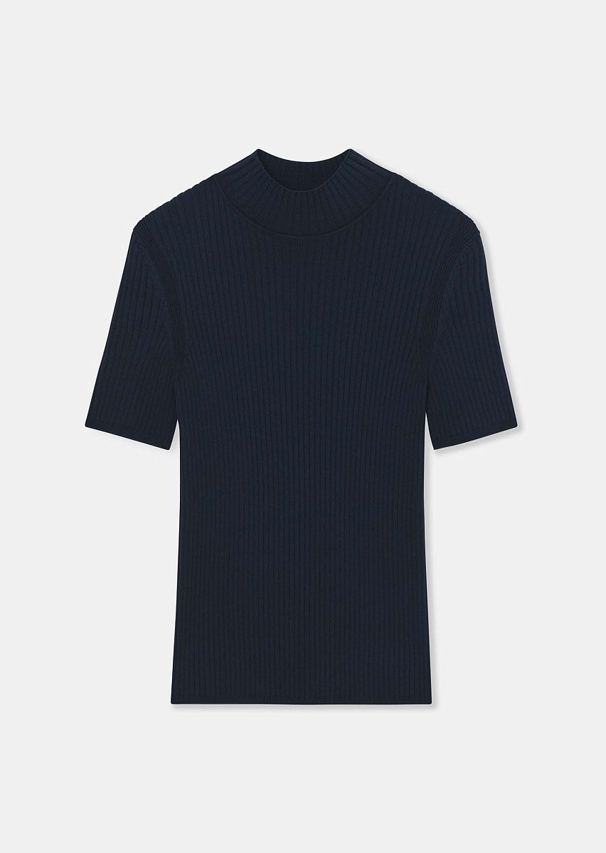 Темно-синий джемпер Perla из трикотажа в рубчик