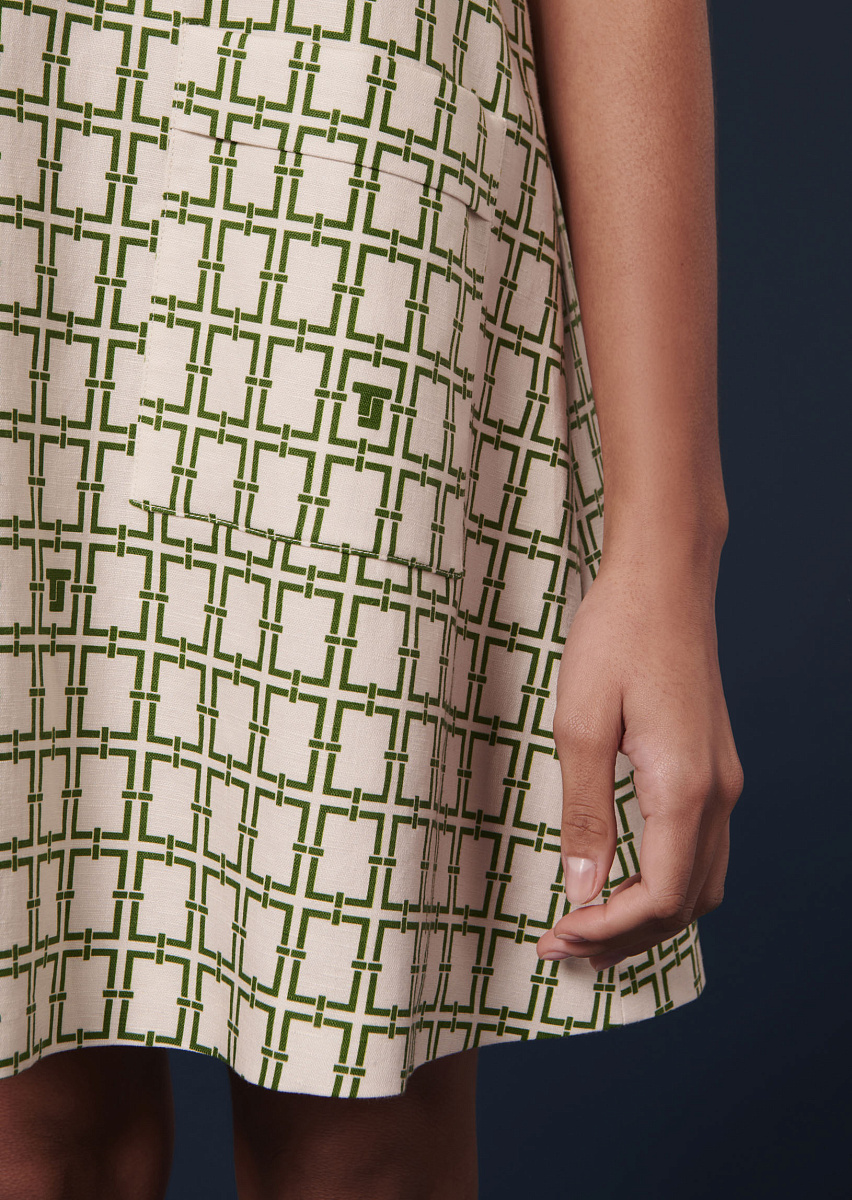 Romarin платье в цвете экрю с зеленым графическим дизайном