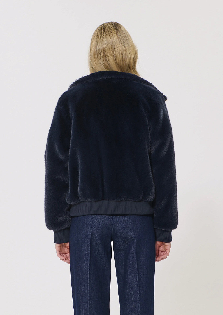 Bertille темно-синий бомбер из искусственного меха