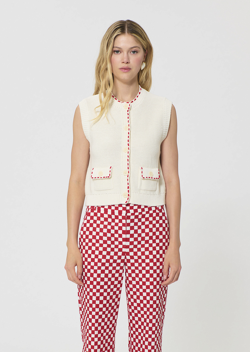 Gill трикотажный жилет из хлопка в цвете экрю