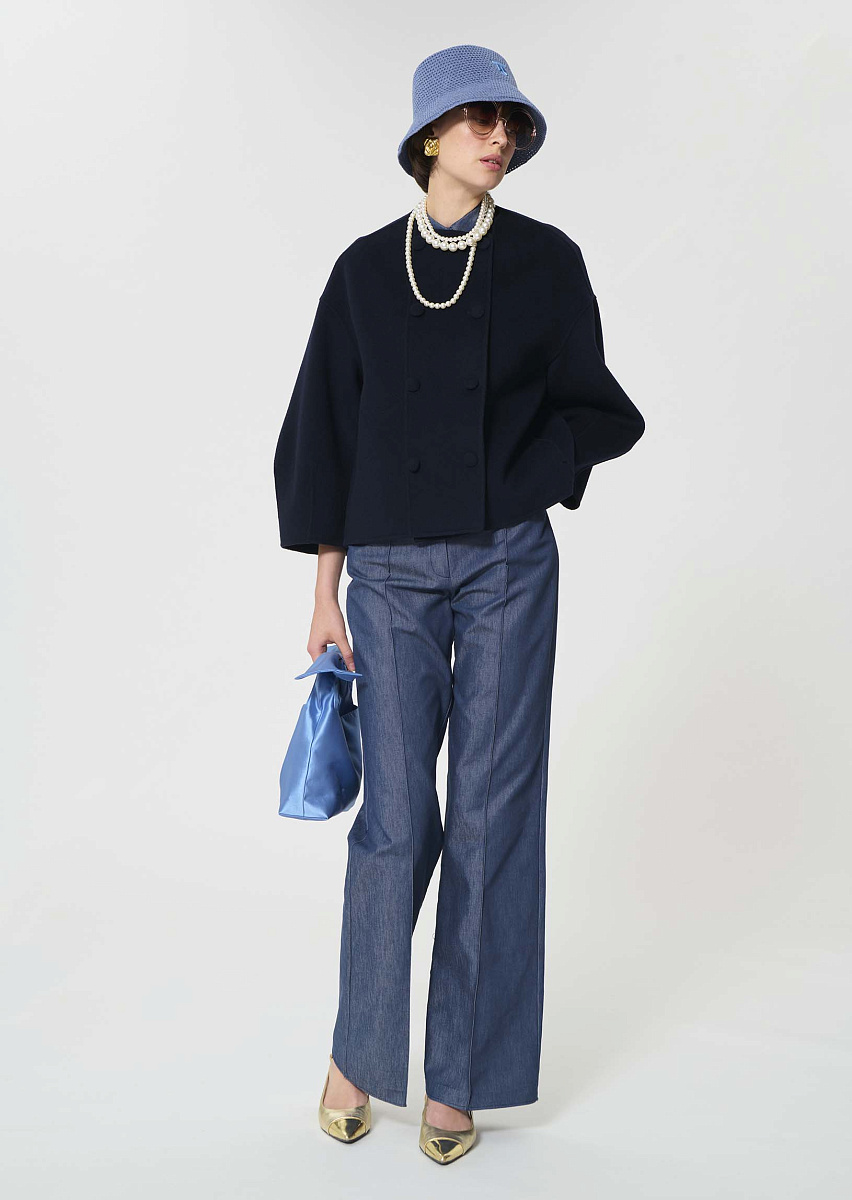 Milady темно-синее полупальто из двусторонней шерсти Milady темно-синее полупальто из двусторонней шерсти