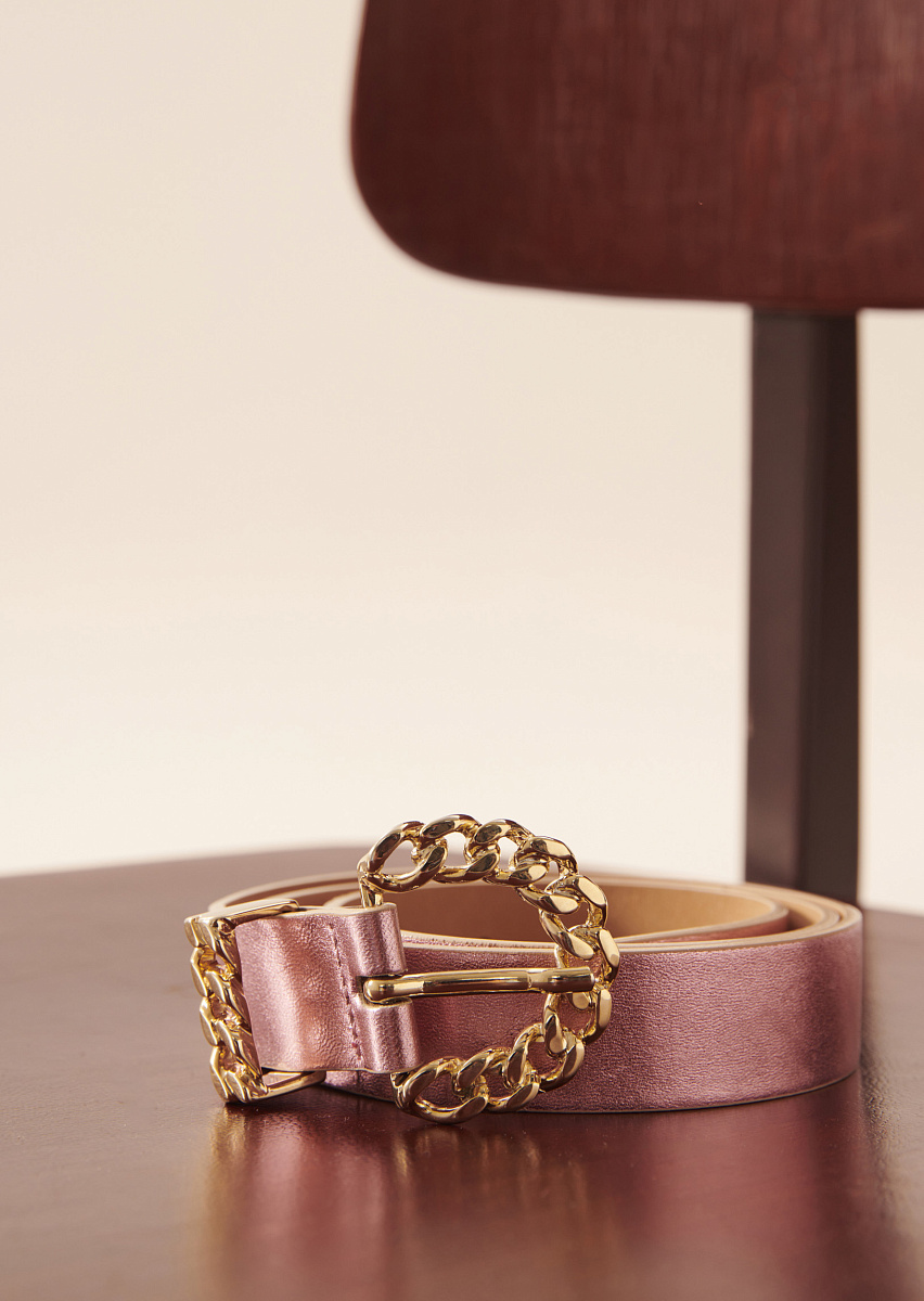 Ремень Bella из розовой кожи с эффектом металлик Ремень Bella из розовой кожи с эффектом металлик