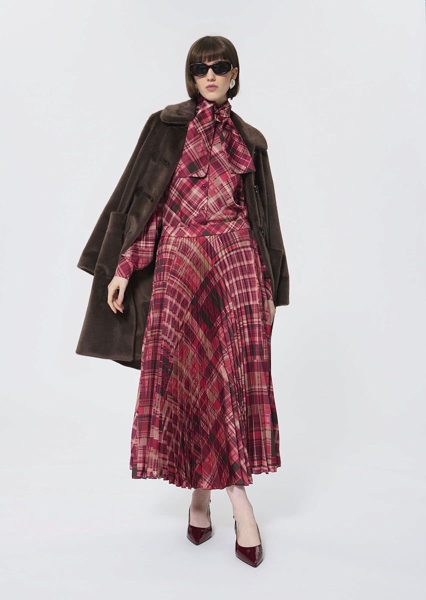 Juline юбка-плиссе малинового цвета с принтом в фантазийную клетку