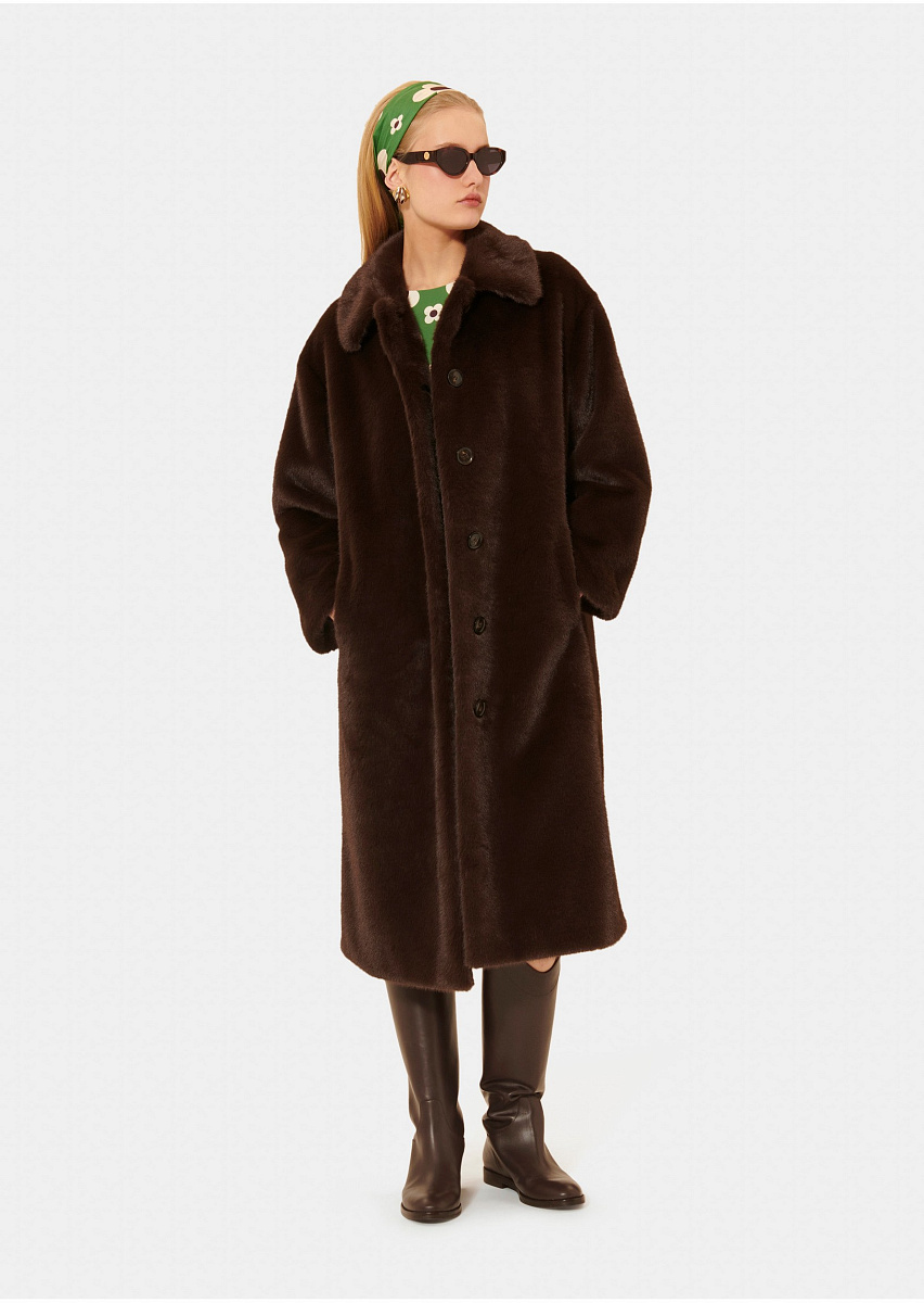 Melrand коричневое пальто из искусственного меха Melrand коричневое пальто из искусственного меха