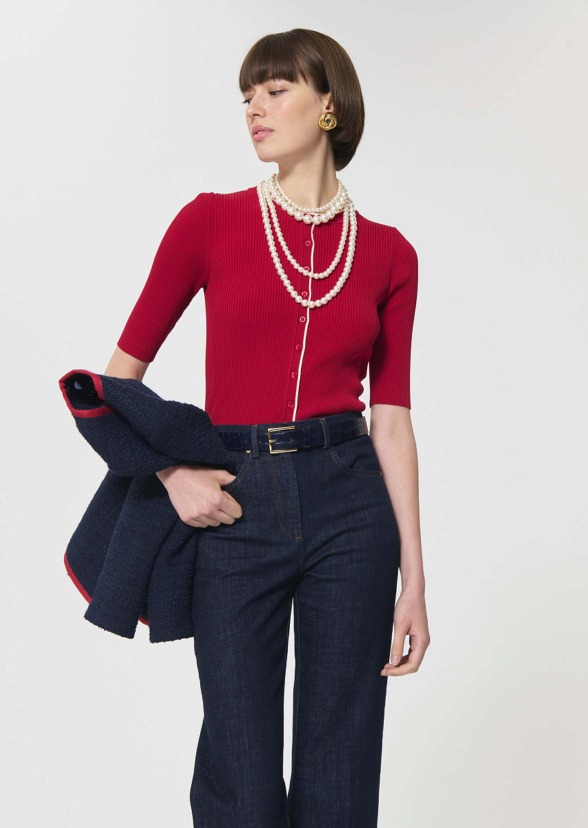 Gipsy красный кардиган в рубчик