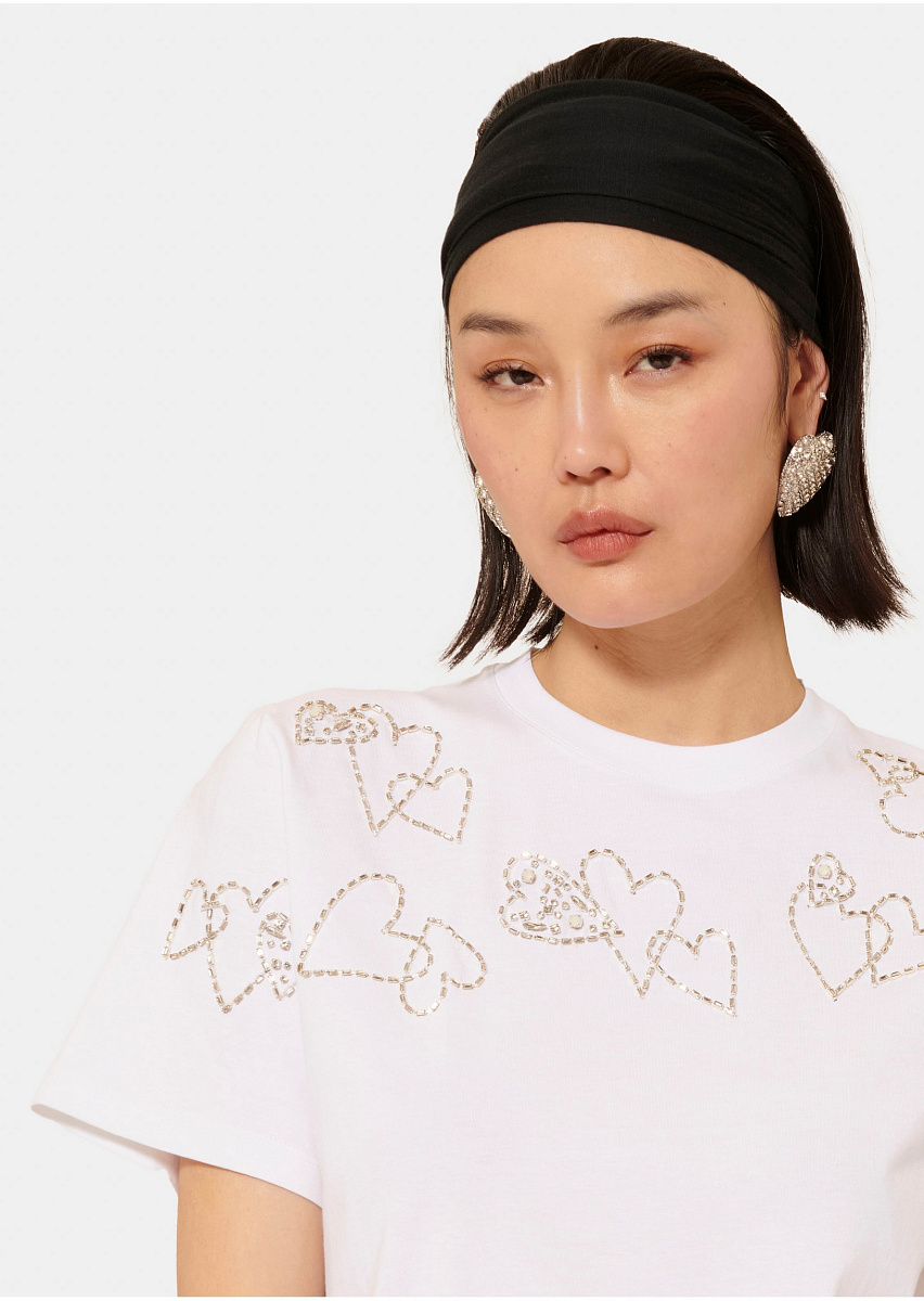 Белая футболка Taramour из джерси с вышивкой Белая футболка Taramour из джерси с вышивкой