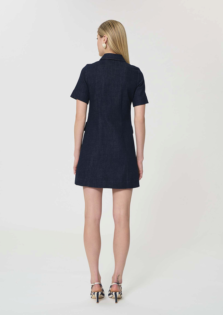 Roanne темно-синее платье из денима с контрастной строчкой Roanne темно-синее платье из денима с контрастной строчкой