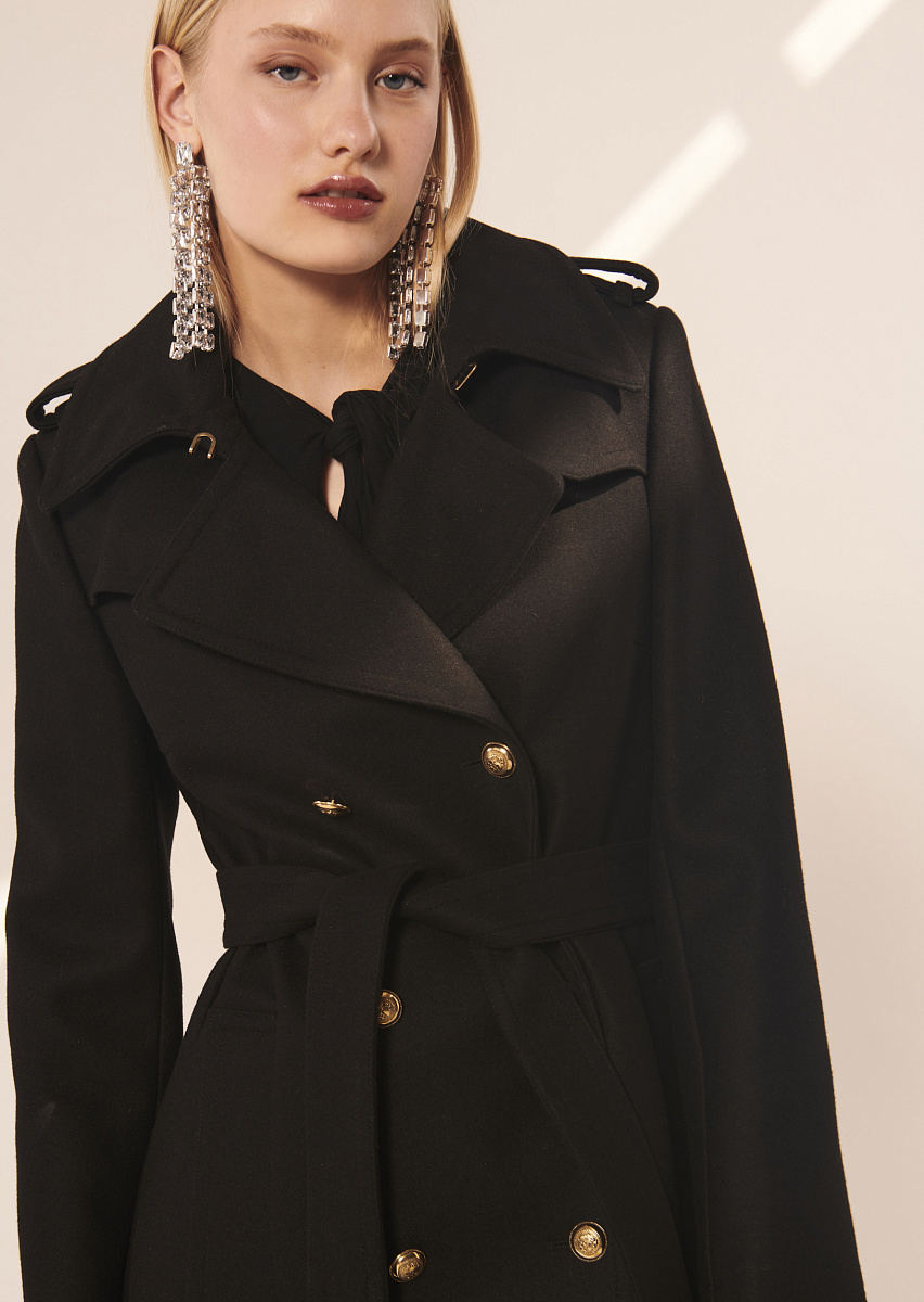 Maude черное пальто из бархатистой шерсти