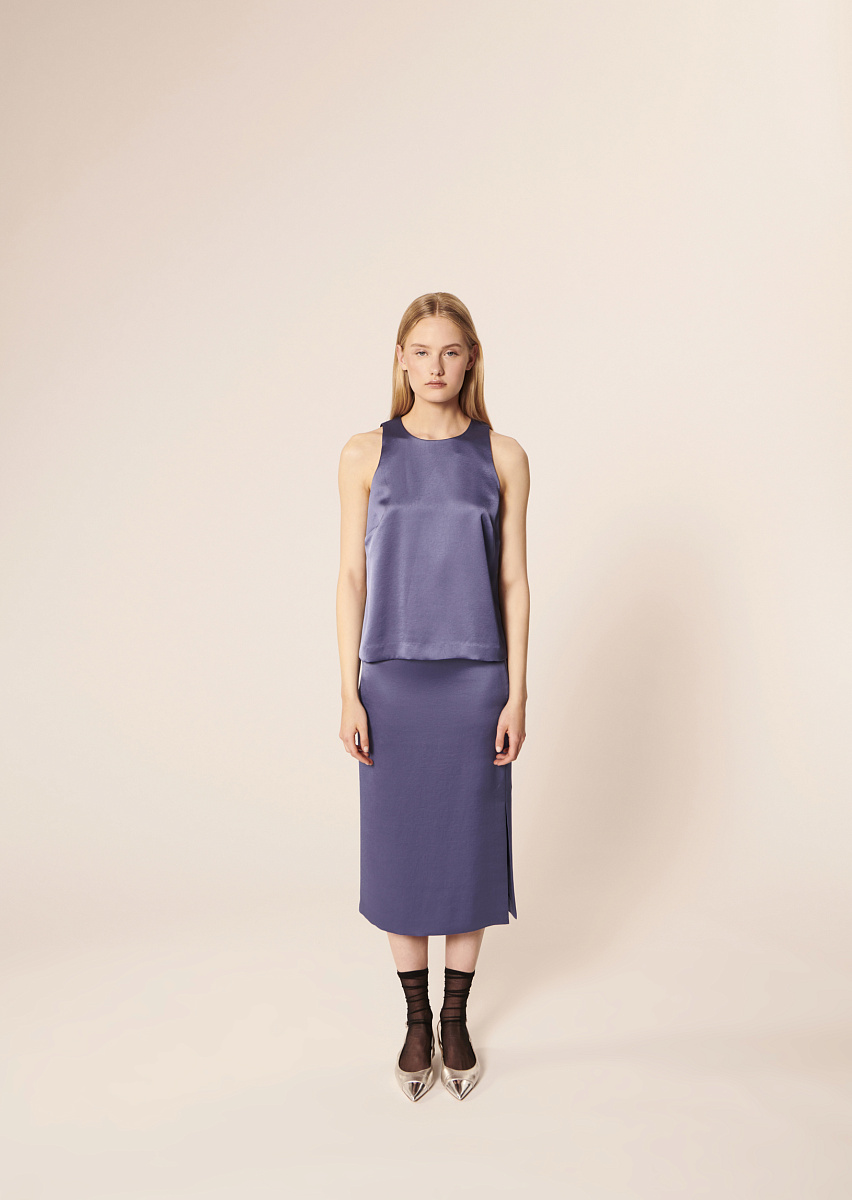 Telly голубой топ из атласа