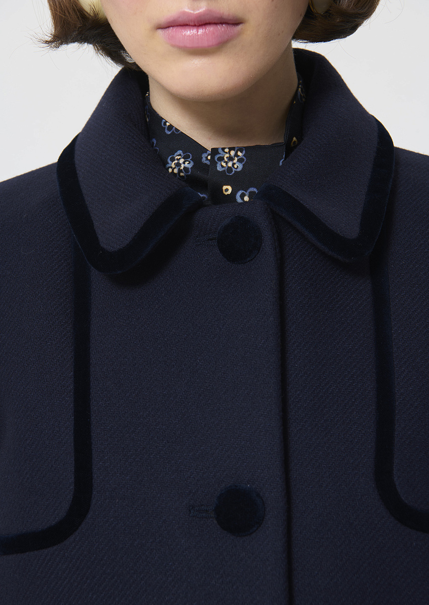 Mado темно-синее пальто из шерстяного драпа