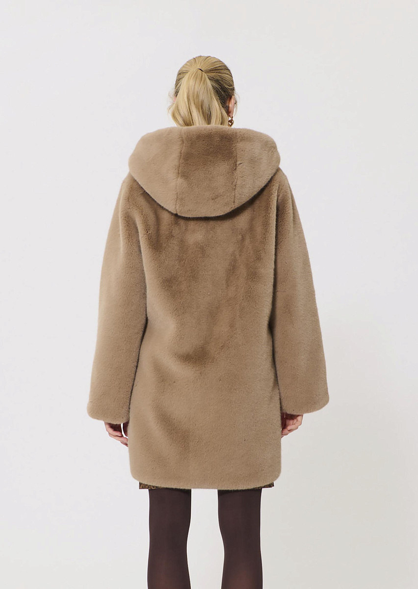 Margaret шуба из искусственного меха в серо-коричневом цвете