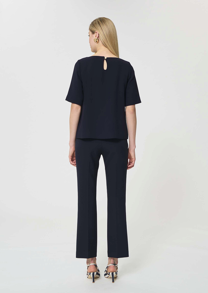 Théo темно-синий топ из струящегося крепа