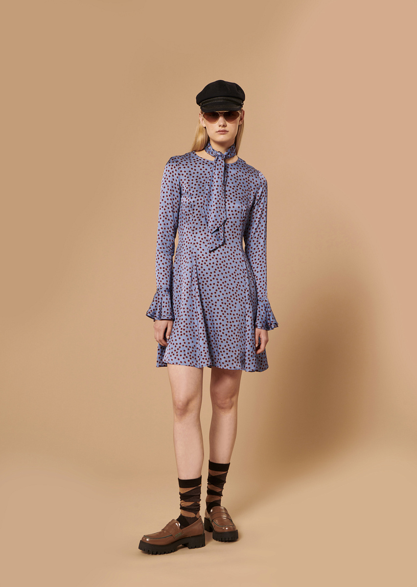 Rael темно-синее платье с принтом в горошек Rael темно-синее платье с принтом в горошек