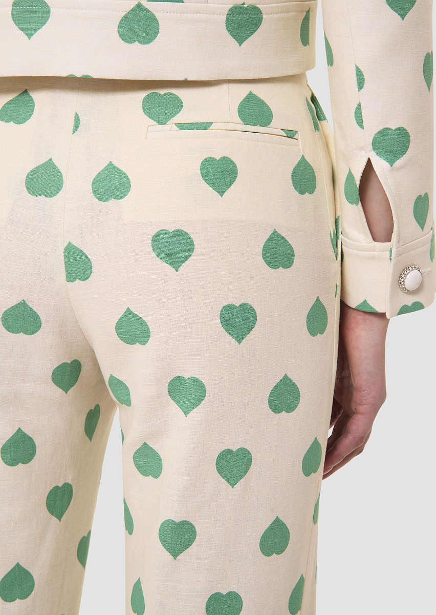 Брюки Poupee с принтом в виде зеленых сердец