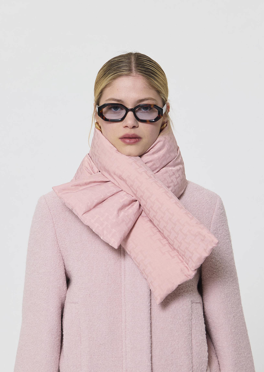 Daria пудрово-розовый дутый шарф-пуховик