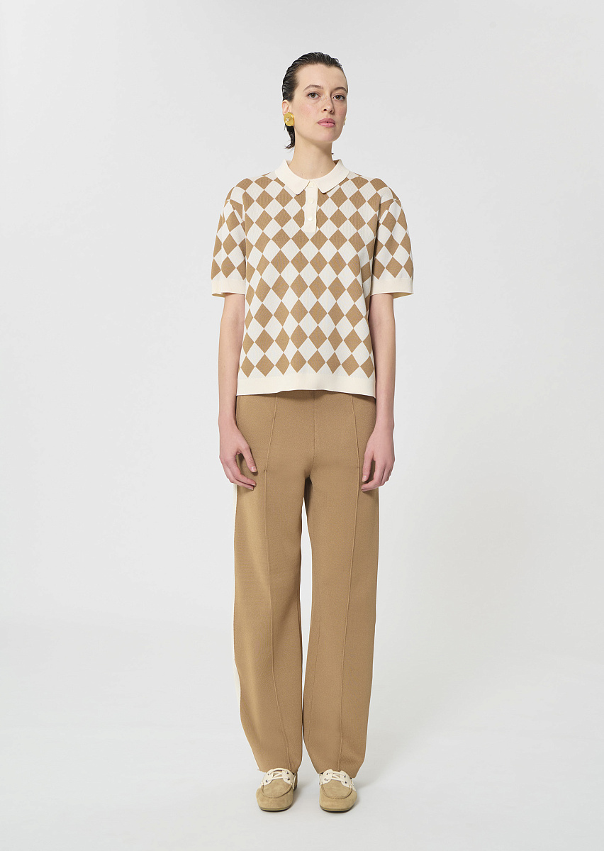 Tomaso бежевое поло из жаккарда