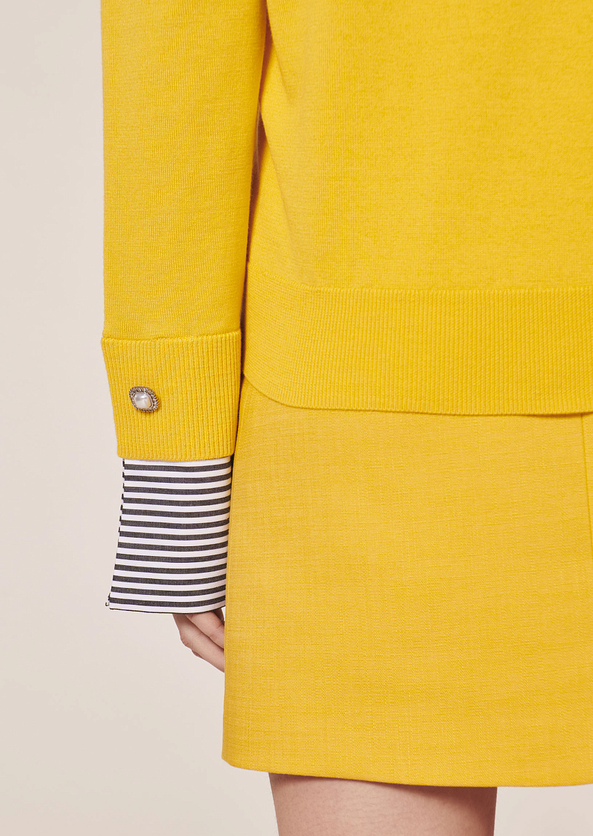 Primrose желтый свитер из хлопка и шерсти мериноса
