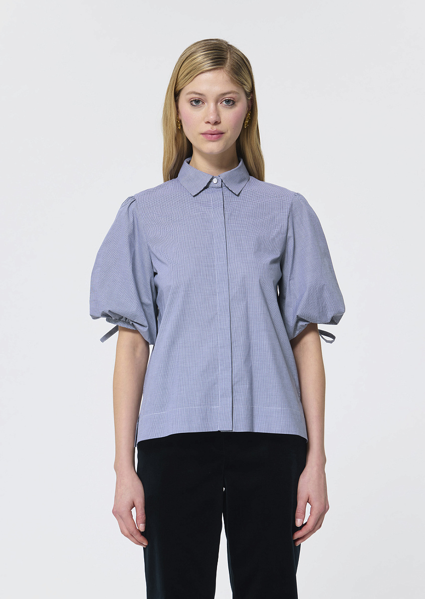Caly темно-синяя блуза с клетчатым принтом