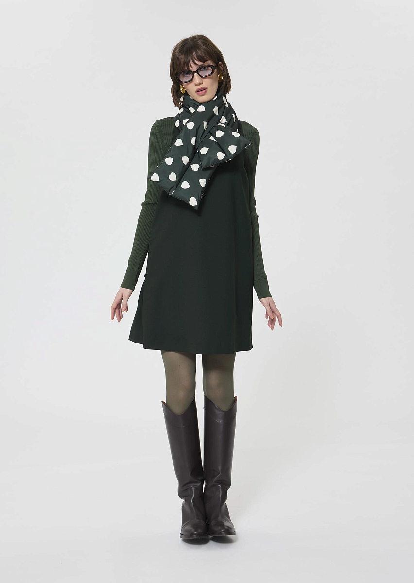 Ethan дутый шарф-пуховик в цвете "английский зеленый" с принтом в виде сердец