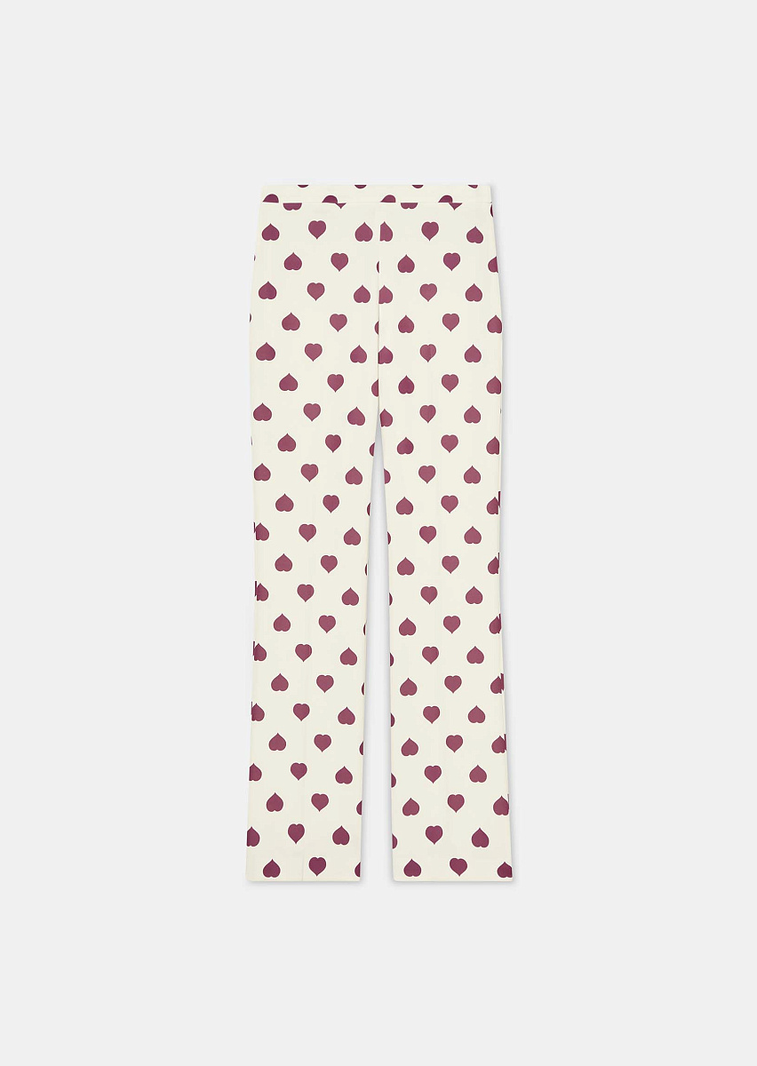 Брюки Paivan цвета экрю с принтом в виде сердец