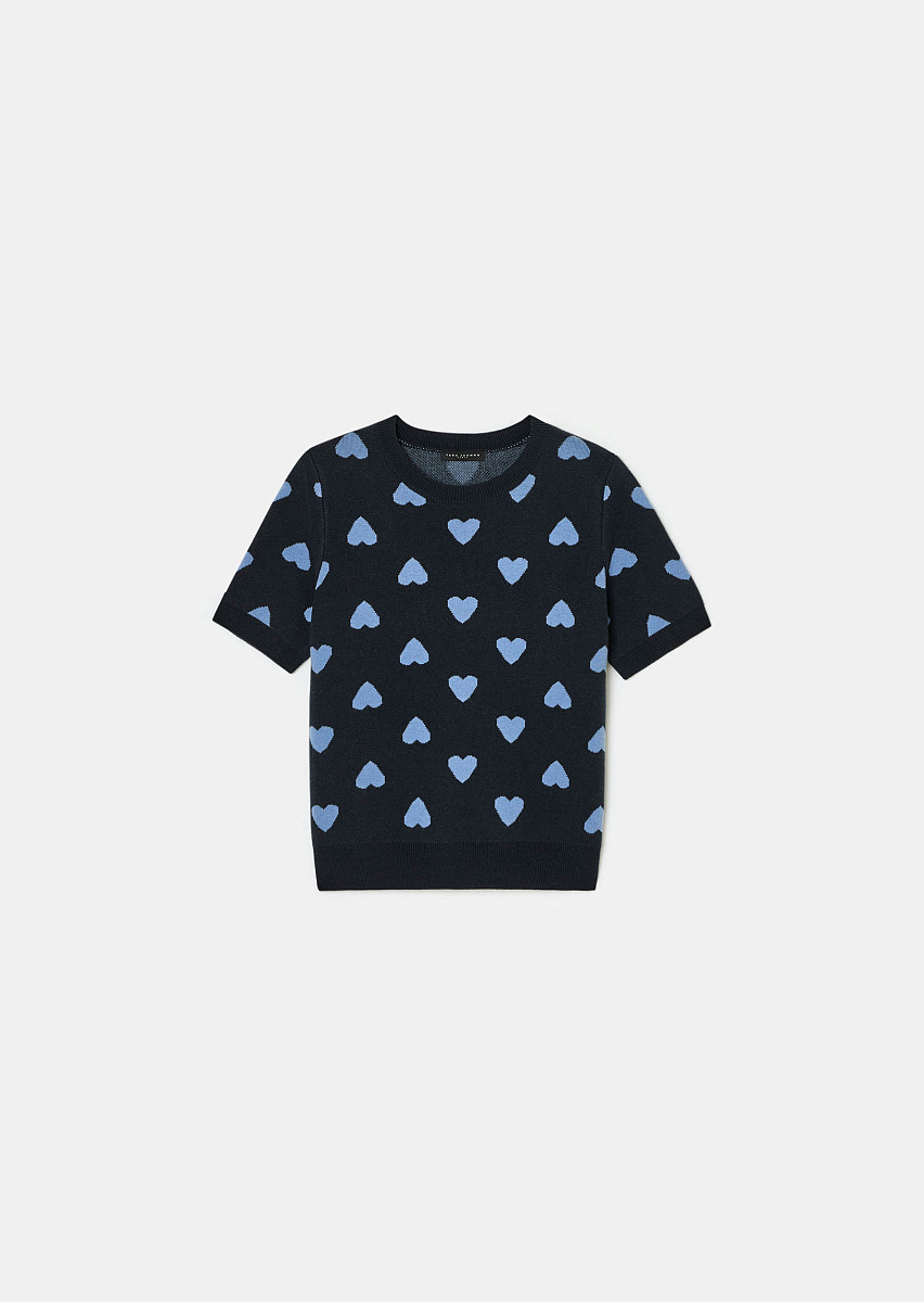 Polla темно-синий джемпер с узором в виде сердец Polla темно-синий джемпер с узором в виде сердец