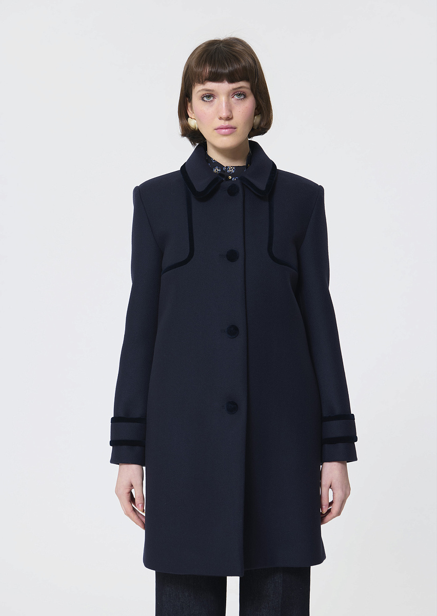 Mado темно-синее пальто из шерстяного драпа
