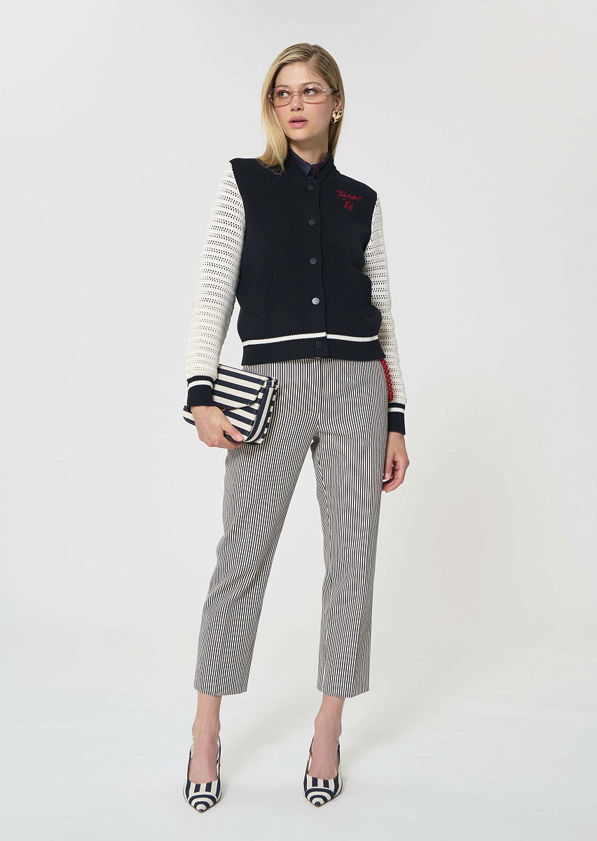 Pipo брюки из хлопка в цвете экрю с узором в полоску