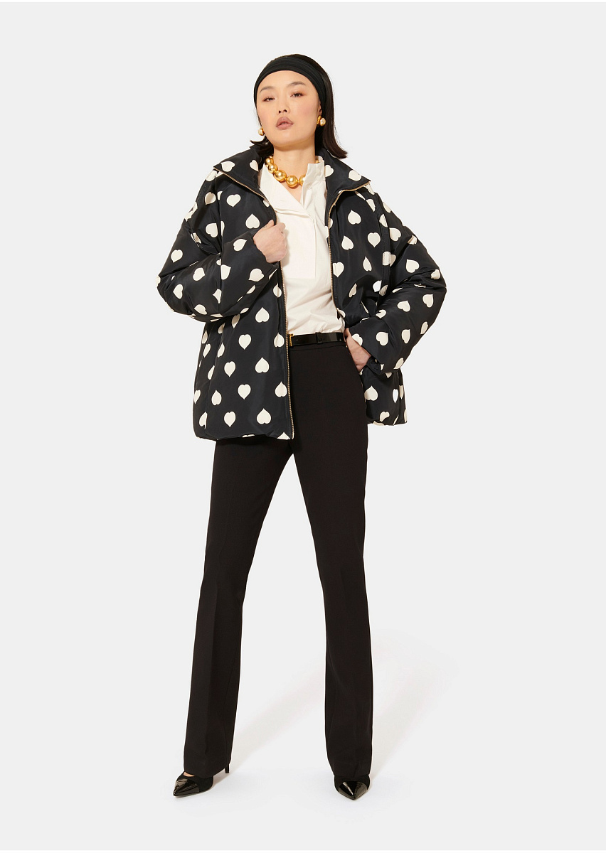 Dune черный пуховик с принтом в виде белых сердец Dune черный пуховик с принтом в виде белых сердец