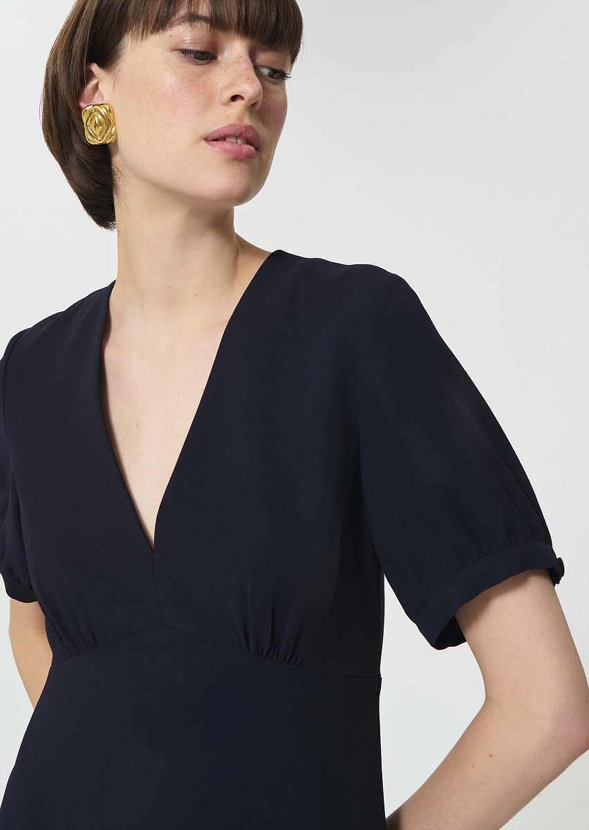 Robbie темно-синее платье из струящегося крепа