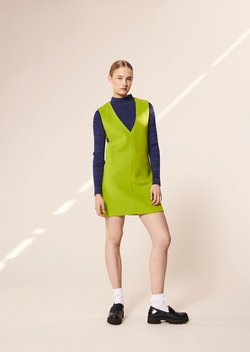 Roma зеленое платье из двусторонней шерсти