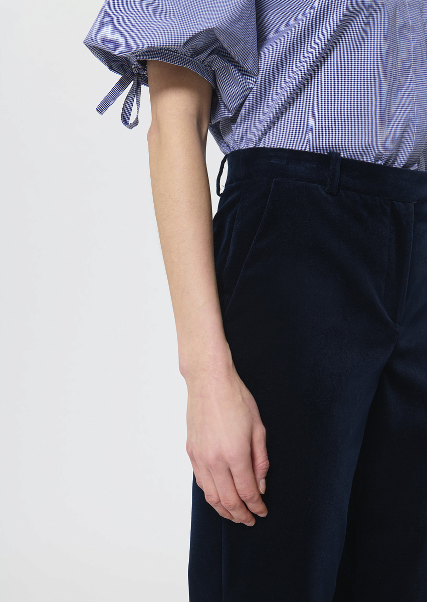 Pitt прямые темно-синие брюки из бархата