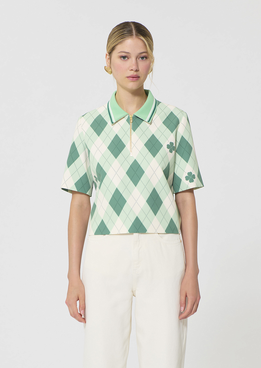 Tiago зеленый топ с ромбовидным принтом Tiago зеленый топ с ромбовидным принтом