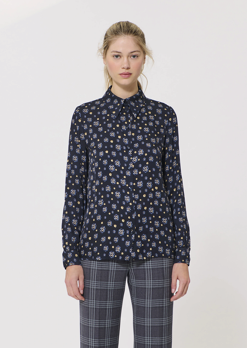 Charlotte темно-синяя блуза с цветочным принтом