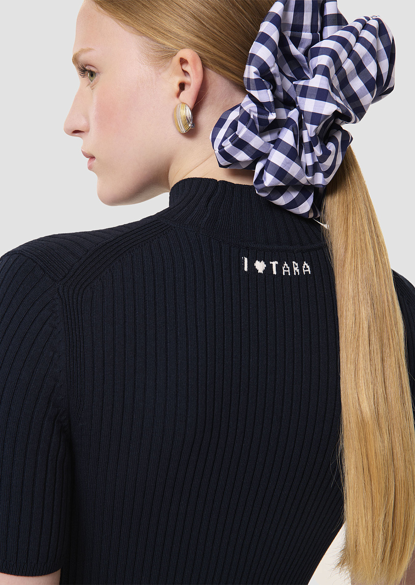 Темно-синий джемпер Perla из трикотажа в рубчик