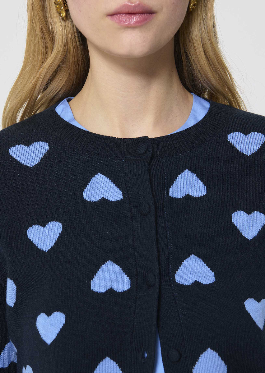 Gilma темно-синий кардиган с узором в виде сердец