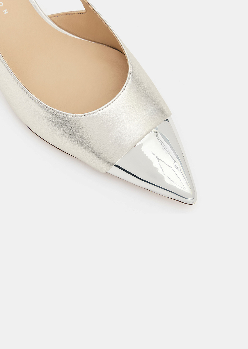 Туфли Kaia из кожи серебристого цвета с эффектом металлик