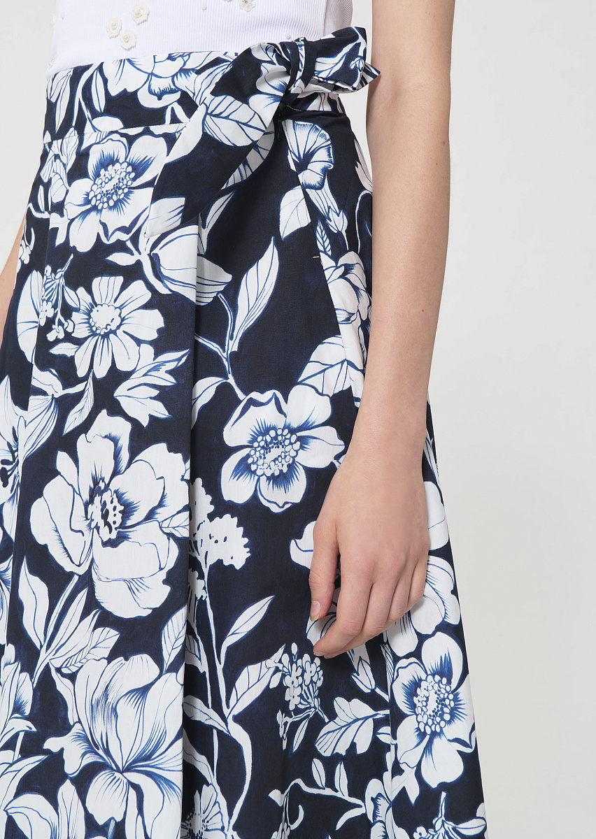 Jolly темно-синяя юбка из хлопка с цветочным принтом