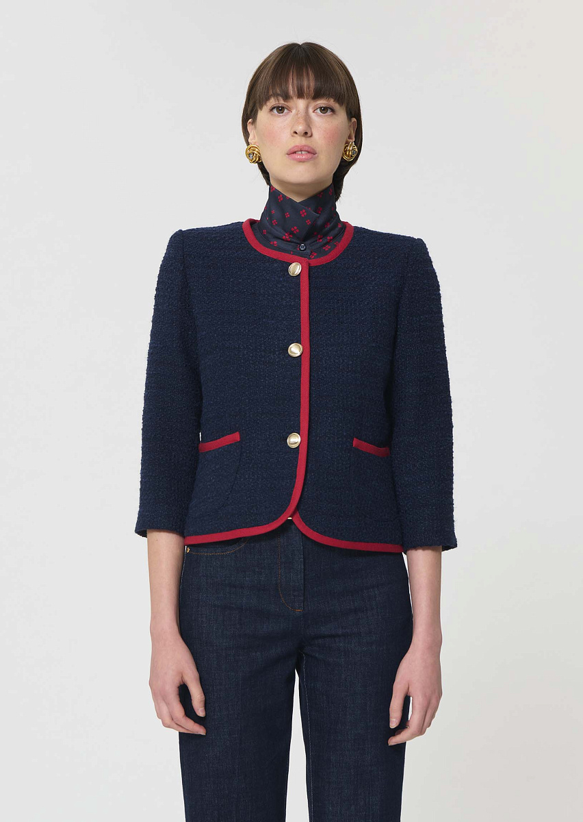 Voeux темно-синий жакет из твида Voeux темно-синий жакет из твида