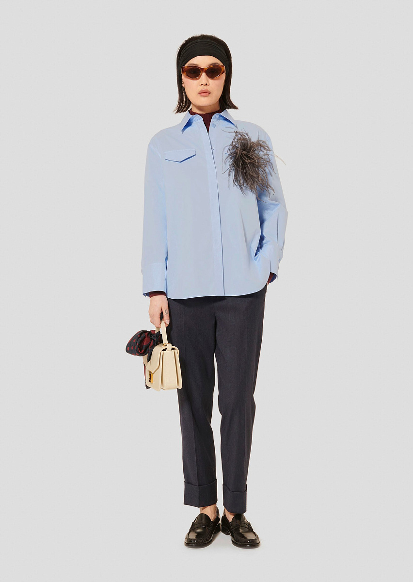 Carlotta небесно-голубая блуза из поплина Carlotta небесно-голубая блуза из поплина