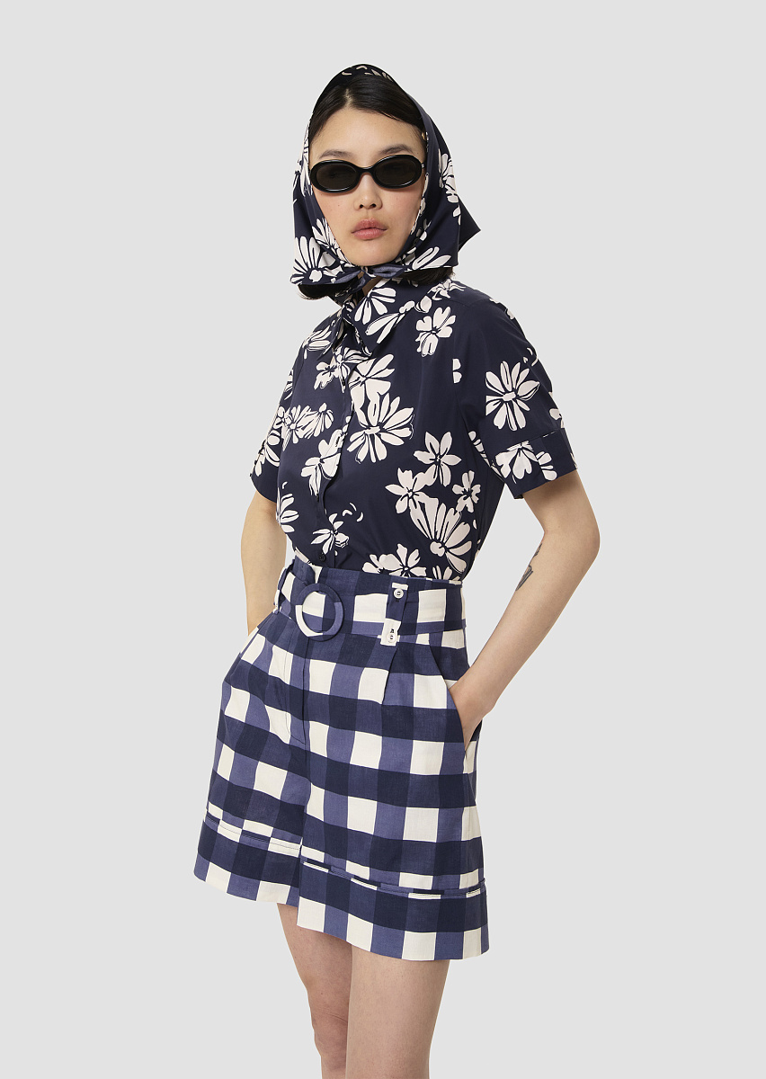 Charles темно-синяя блуза с цветочным принтом