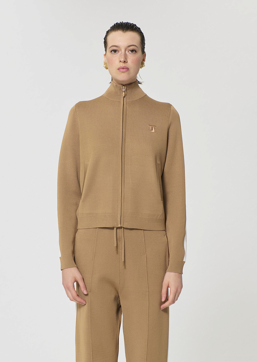Gabrielle бежевый кардиган из технологичного трикотажа