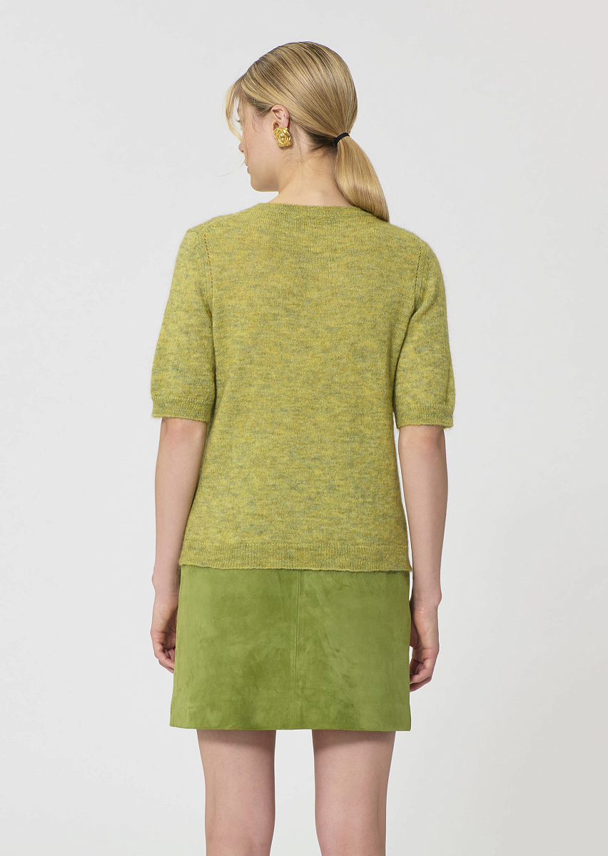 Ponzo легкий мохеровый свитер зеленого цвета с эффектом меланж