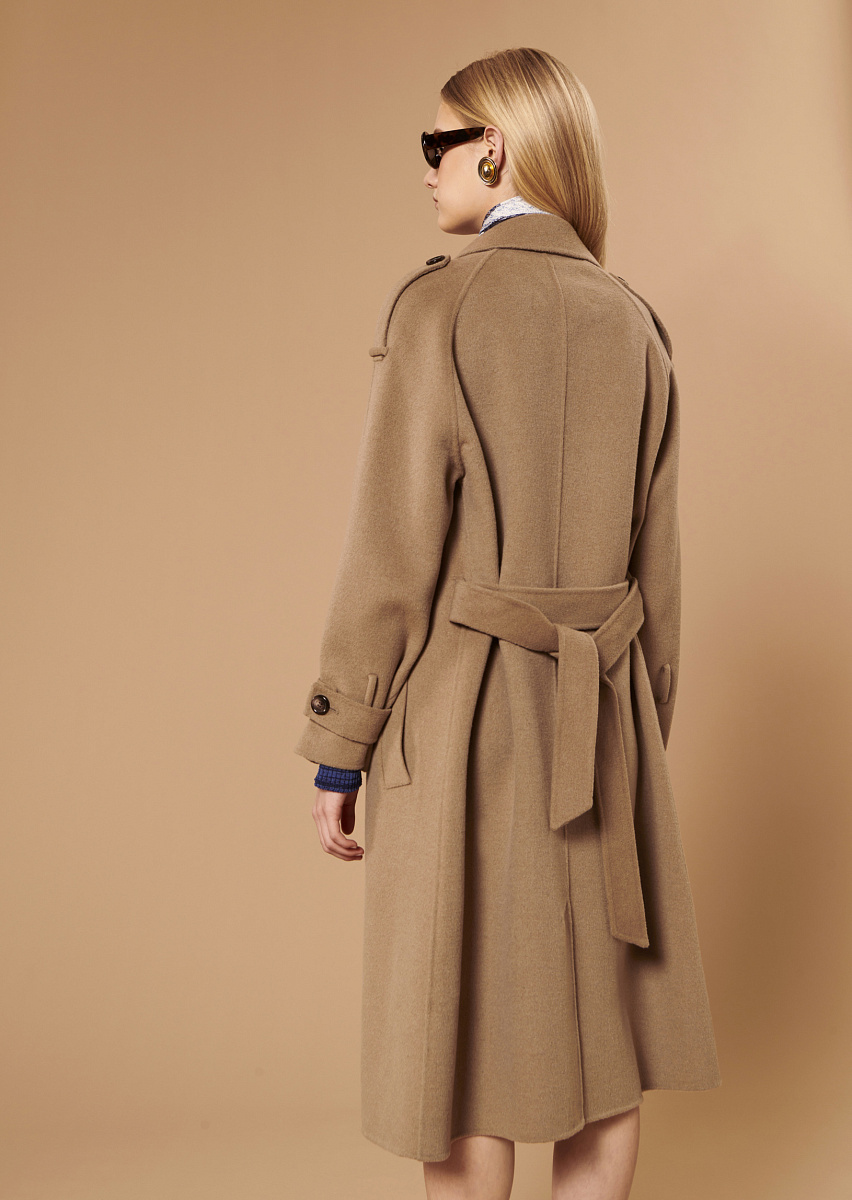 Ivane бежевый тренч из двусторонней шерсти Ivane бежевый тренч из двусторонней шерсти