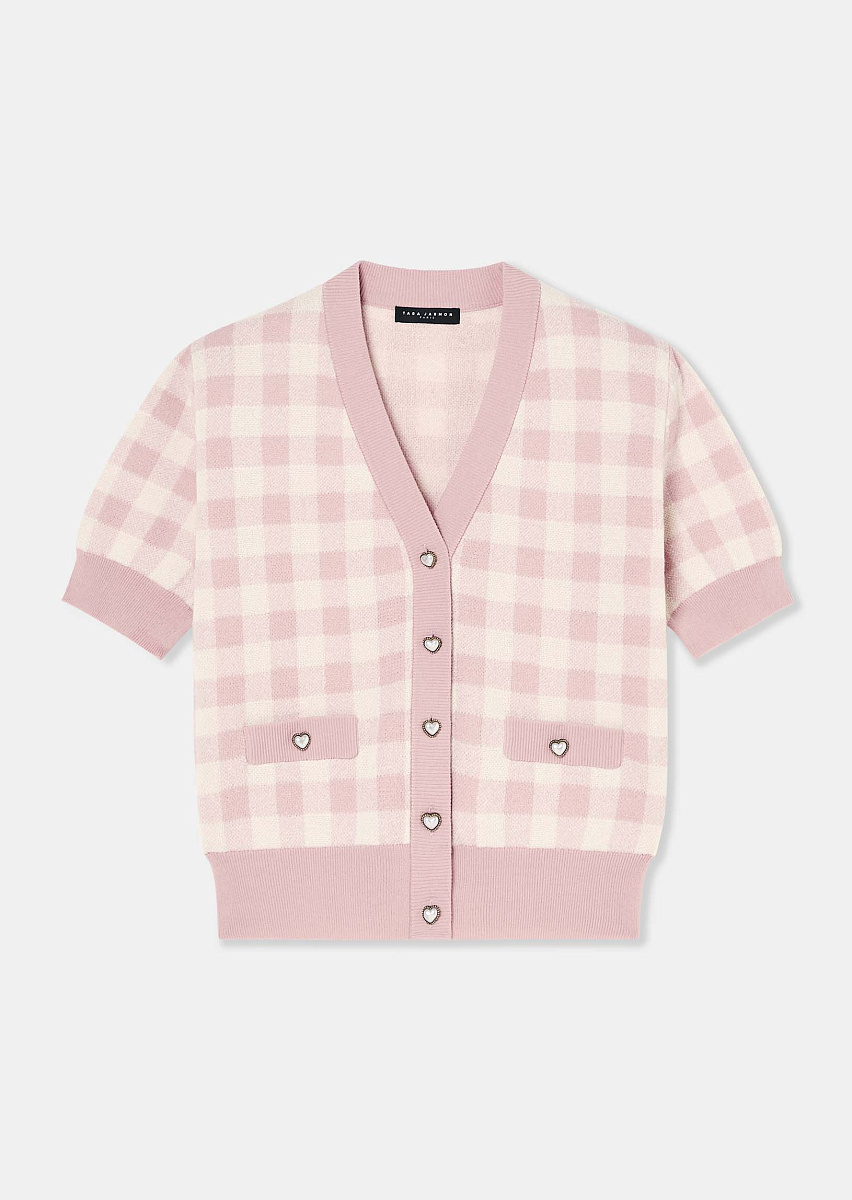 Gavril розовый кардиган в клетку виши